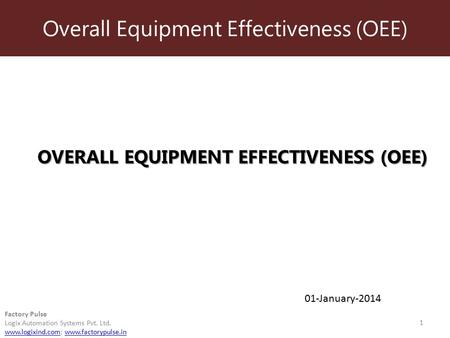 Overall Equipment Effectiveness (OEE)