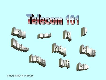 Copyright 2004 F. W. Bowen. If I have DSL service, should I do Voice communications over the Internet, or VoIP (Voice Over IP) ? Should I switch from.