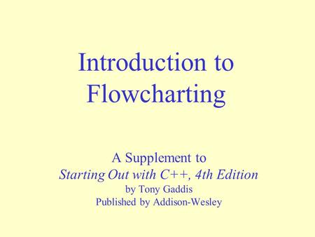 Introduction to Flowcharting