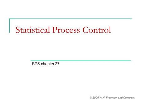 Statistical Process Control