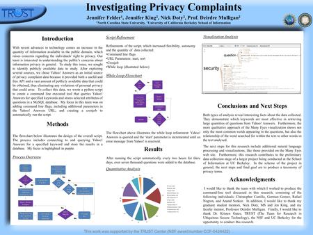 This work was supported by the TRUST Center (NSF award number CCF-0424422) Introduction With recent advances in technology comes an increase in the quantity.