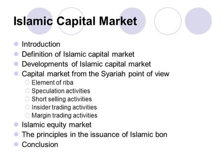 Islamic Capital Market