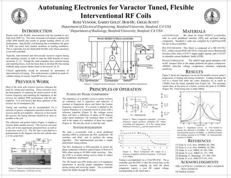 [1] Gold, G. et al., Proc. ISMRM, 84, 2001. [2] Scott, G. et al., Proc. ISMRM, 20, 2001. [3] Atalar, E. et al., MRM, 36: 596, 1996. [4] Quick, H. et al.,