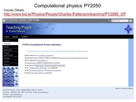 Computational physics PY2050 Course Details: