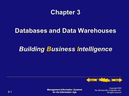 Next Back MAP MAP 3-1 Management Information Systems for the Information Age Copyright 2002 The McGraw-Hill Companies, Inc. All rights reserved Chapter.