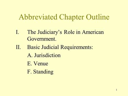 Abbreviated Chapter Outline