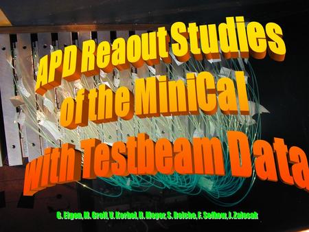 2 Introduction   MiniCal test-beam studies started at the beginning of March (till March 6 we only had 17 APD’s, then 33 APD’s)   A few days were.