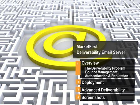 MarketFirst Deliverability Email Server Overview The Deliverability Problem Bounce Management Authentication & Reputation 1 Advanced Deliverability 3 Screenshots.