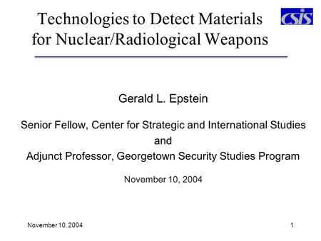 Technologies to Detect Materials for Nuclear/Radiological Weapons