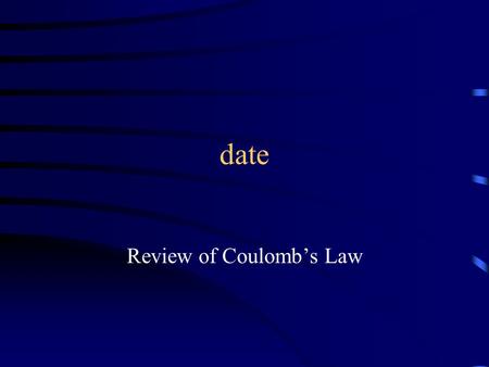 Date Review of Coulomb’s Law. Fundamentals of Electrical Charge If a particle bears an electrical charge, we can generally assume it has too many electrons.