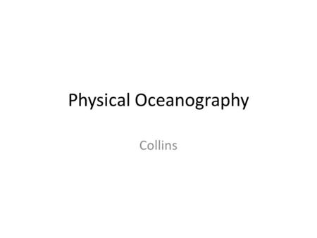 Physical Oceanography