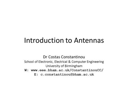 Introduction to Antennas