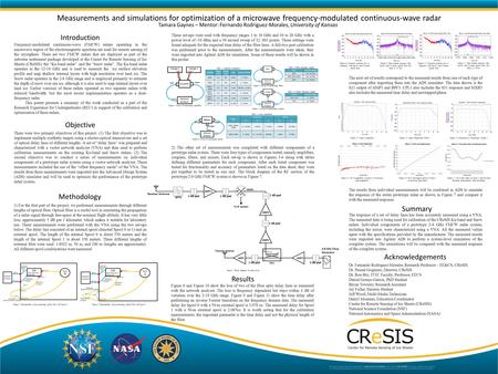 Measurements and simulations for optimization of a microwave frequency-modulated continuous-wave radar Tamara Gaynes – Mentor: Fernando Rodriguez-Morales,