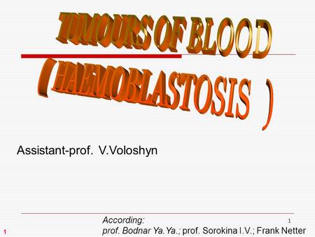 1 Assistant-prof. V.Voloshyn According: prof. Bodnar Ya.Ya.; prof. Sorokina I.V.; Frank Netter 1.