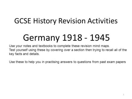 GCSE History Revision Activities