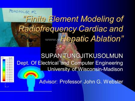 “Finite Element Modeling of Radiofrequency Cardiac and Hepatic Ablation” SUPAN TUNGJITKUSOLMUN “Finite Element Modeling of Radiofrequency Cardiac and.