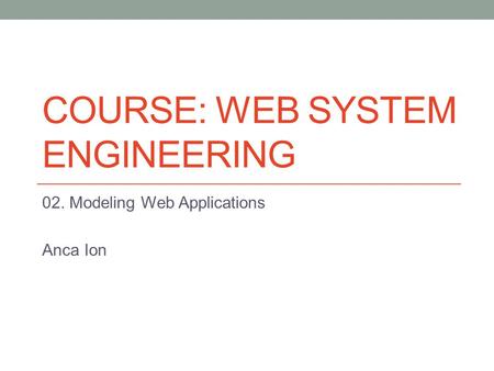 Course: Web System Engineering