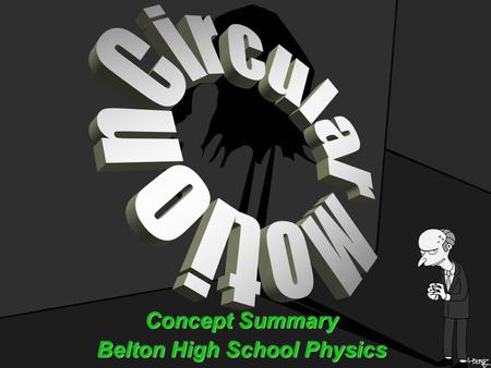 Concept Summary Belton High School Physics. Circular Motion Terms The point or line that is the center of the circle is the axis of rotation.The point.