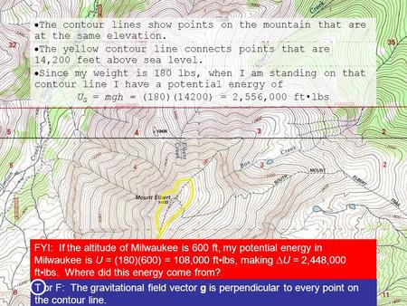  Most of us have seen a topographical map: Electric Potential, Energy, Capacitance 16-2 Equipotential Surfaces  The contour lines show points on the.