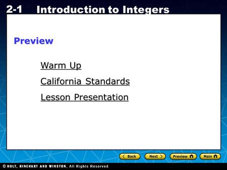 Preview Warm Up California Standards Lesson Presentation.