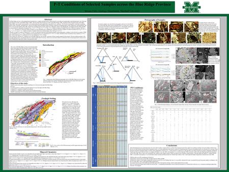 P-T Conditions of Selected Samples across the Blue Ridge Province Breana Felix, Geology Department, Marshall University Abstract The Blue Ridge province.