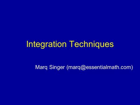 Integration Techniques