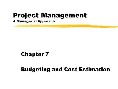 Project Management A Managerial Approach