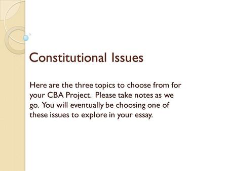 Constitutional Issues