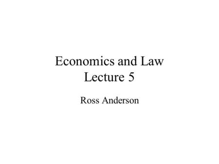 Economics and Law Lecture 5 Ross Anderson. Price discrimination Recall: an efficient monopolist sells to each customer at her reservation price - ‘selling.