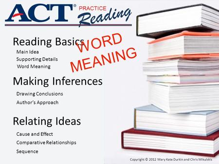 Reading WORD MEANING Reading Basics Making Inferences Relating Ideas