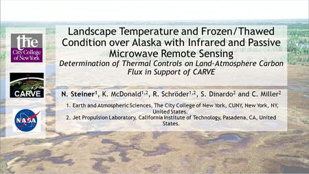 Landscape Temperature and Frozen/Thawed Condition over Alaska with Infrared and Passive Microwave Remote Sensing Determination of Thermal Controls on Land-Atmosphere.