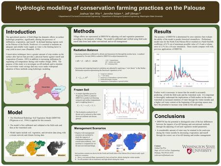 Introduction The agricultural practice of field tillage has dramatic effects on surface hydrologic properties, significantly altering the processes of.