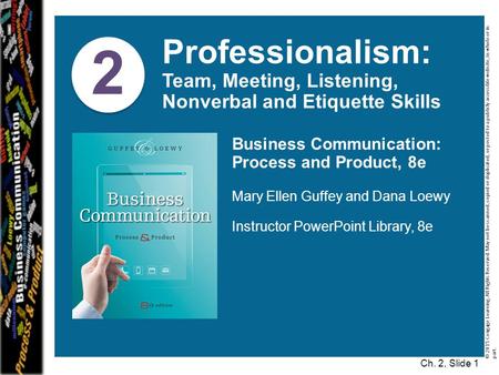 2 Professionalism: Team, Meeting, Listening, Nonverbal and Etiquette Skills Business Communication: Process and Product, 8e Mary Ellen Guffey and Dana.