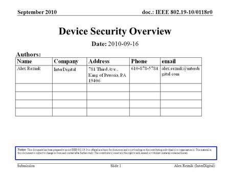 Device Security Overview