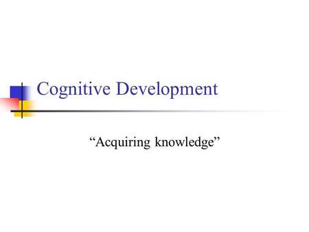 Cognitive Development