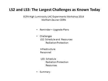 ECFA High Luminosity LHC Experiments Workshop 2014