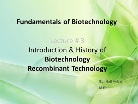 Fundamentals of Biotechnology