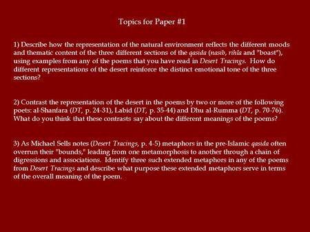 1) Describe how the representation of the natural environment reflects the different moods and thematic content of the three different sections of the.