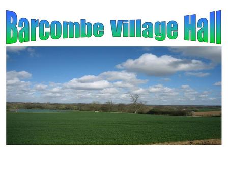 View of Barcombe Village hall from the reservoir. Built in 2011. A modern green sustainable hall that can boast a green roof, a rainwater harvesting system,