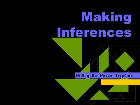 Making Inferences Putting the Pieces Together. Introduction  Writers often do not explain everything to the reader. Sometimes the reader has to guess.