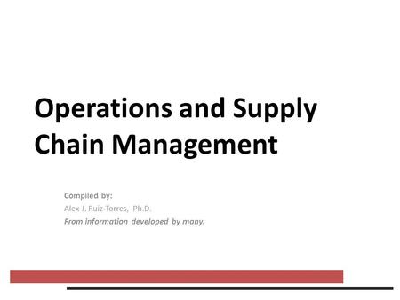 Operations and Supply Chain Management