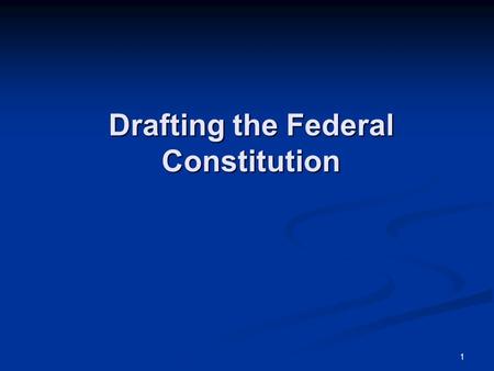 1 Drafting the Federal Constitution. 2 Shay's Rebellion Poor Massachusetts farmers rebelled because they were seeking; Poor Massachusetts farmers rebelled.