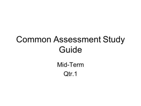 Common Assessment Study Guide Mid-Term Qtr.1. Monotheism’s Influence on Democracy The duty of the individual and the community to combat oppression The.