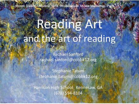 Reading Art and the art of reading