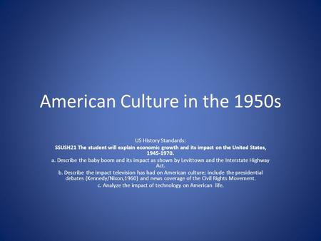 American Culture in the 1950s