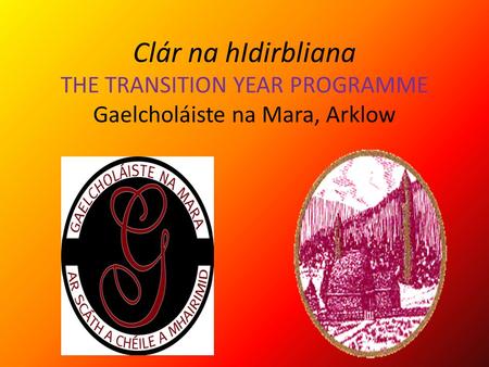 Clár na hIdirbliana THE TRANSITION YEAR PROGRAMME Gaelcholáiste na Mara, Arklow.