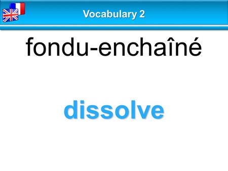 Dissolve fondu-enchaîné Vocabulary 2. fade in ouverture en fondu Vocabulary 2.