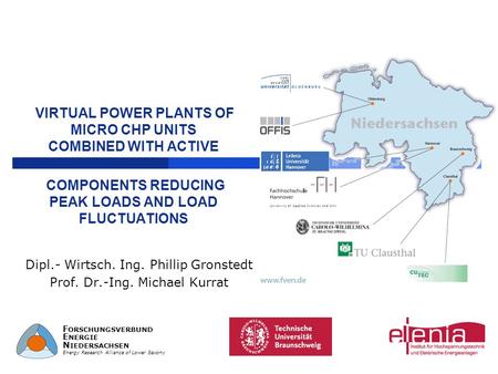 VIRTUAL POWER PLANTS OF MICRO CHP UNITS COMBINED WITH ACTIVE COMPONENTS REDUCING PEAK LOADS AND LOAD FLUCTUATIONS Dipl.- Wirtsch. Ing. Phillip Gronstedt.