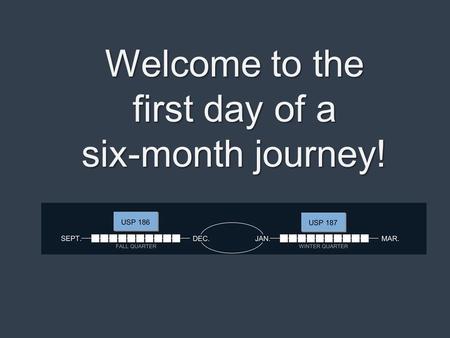 Welcome to the first day of a six-month journey!.