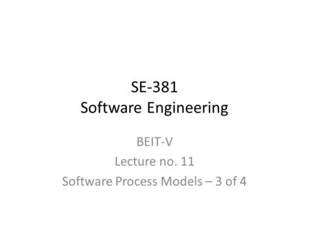 SE-381 Software Engineering